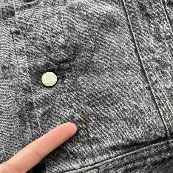 Lee 220 Black Yarn-Dyed Denim Trucker Jacket 90s Vintage XL 48 Cropped Boxy Fit - Picture 6 of 9